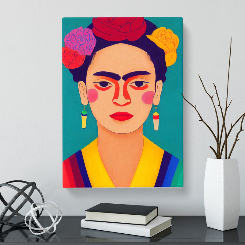 Frida Kahlo Block Colour - Wrapped Canvas, 76cm H x 50cm W x 3cm D