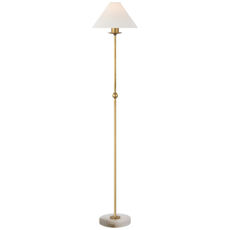 Caspian Floor Lamp, Antique-Burnished Brass/Alabaster