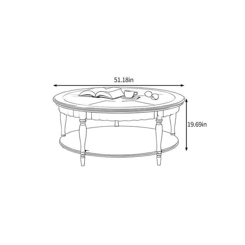 Table basse à plateau en verre, H 19,69 po x L 51,18 po x l 51,18 po