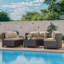 Ensemble de conversation modulaire pour patio en osier 6 personnes avec coussins-109423078