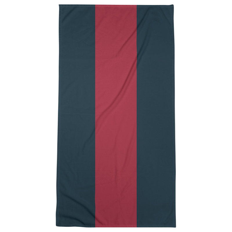 Cotton Blend Beach Towel, Navy Blue/Red