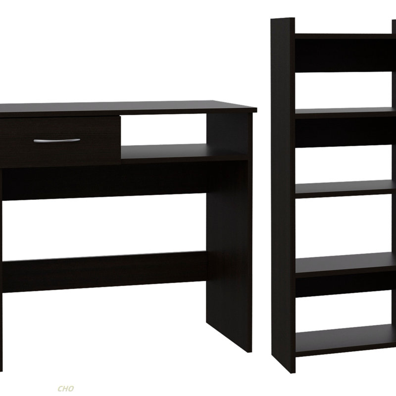 Vizcaya Home Office Set, Single Drawer, Keyboard Tray,Bookcase