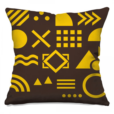 Yellow Geometric Shapes Double Sided Throw Pillows