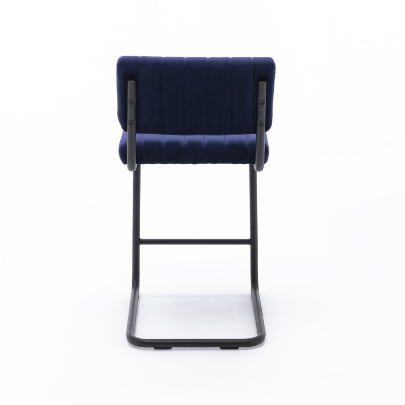 Tabouret Estes, Velours bleu saphir, Tabouret de comptoir (siège d'une hauteur de 24 p