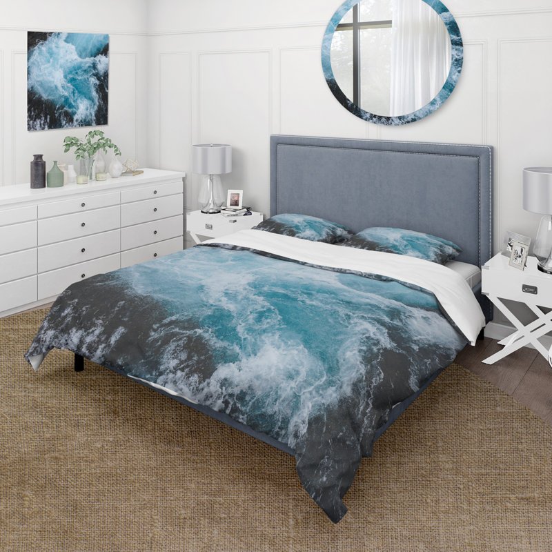 Waterfall Waves In Islande - Ensemble de housse de couette Cabin & Lodge - Microfibre de polyester