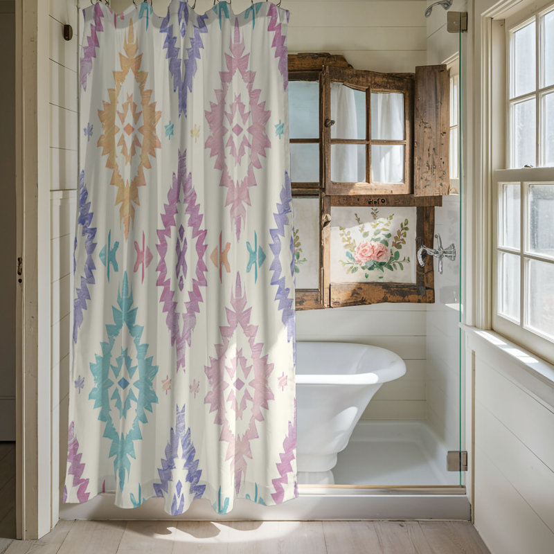 Rideau de douche 1 pièce Soft Tribal Designs, H 74 po x l 71 po
