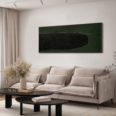 Extra Large Minimalist Abstract Wall Art Print - Dark Green and Black Contemporary Artwork for Living Room or Bedroom, Frame Assembly Required (Frame Assembly Required)