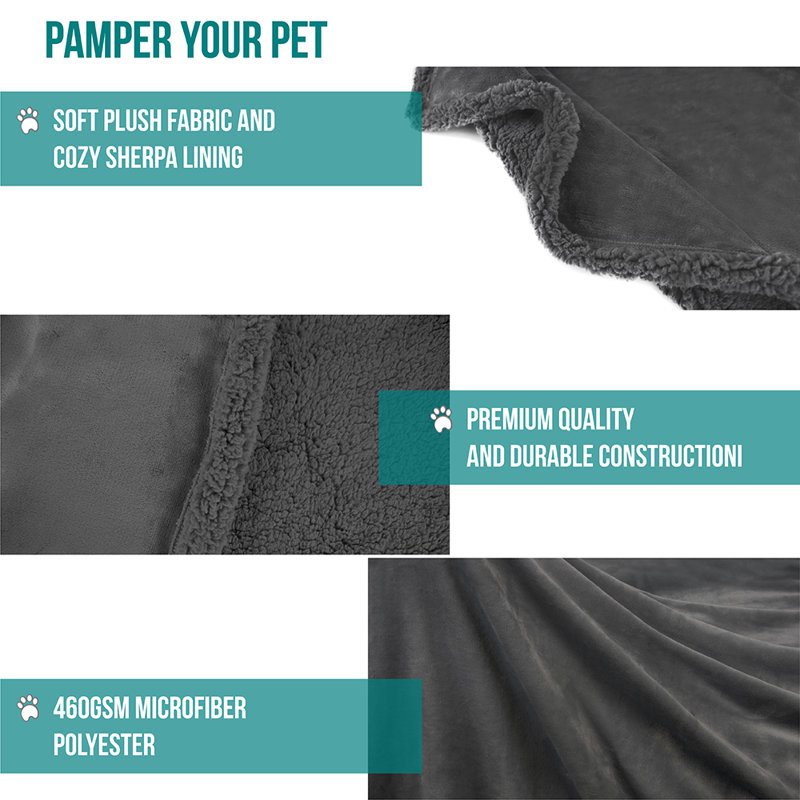 Couverture en polyester Premium Puppy, Gris