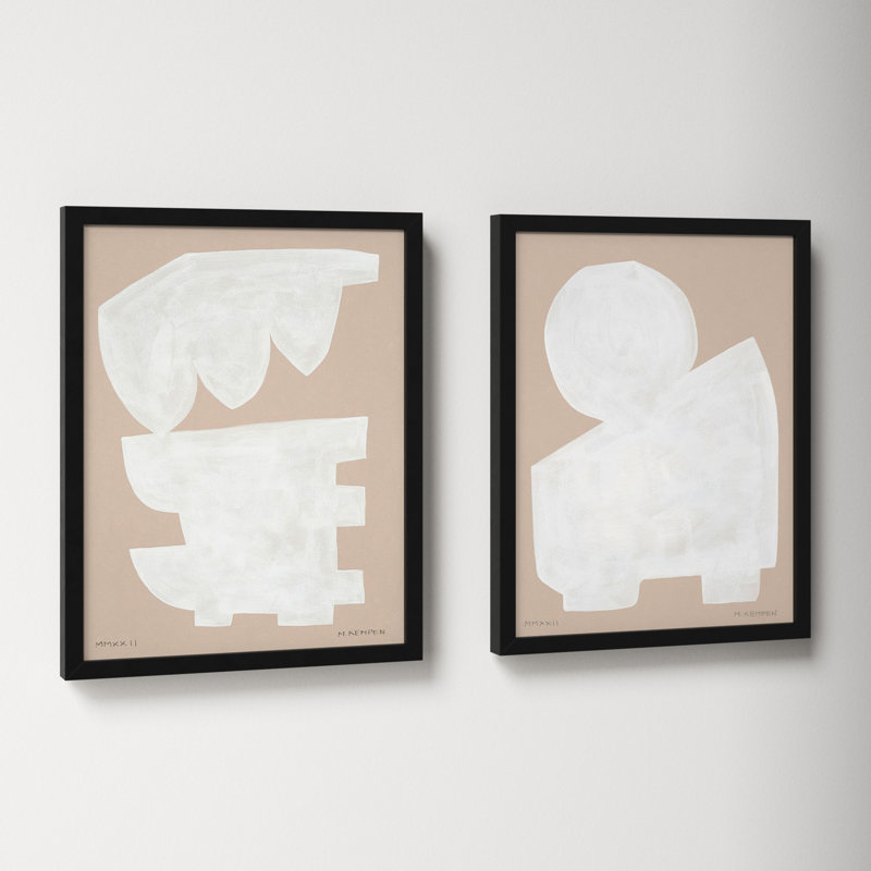 Modules In White, Set Of 2 by Michael Kempen, Black Framed, 16" W x 20" H