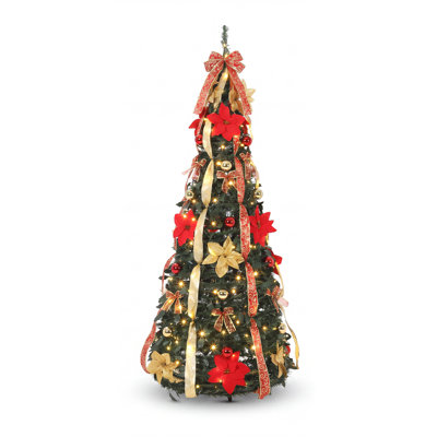 Pop Up Christmas Tree with Lights, 6 FT Collapsible Xmas Tree