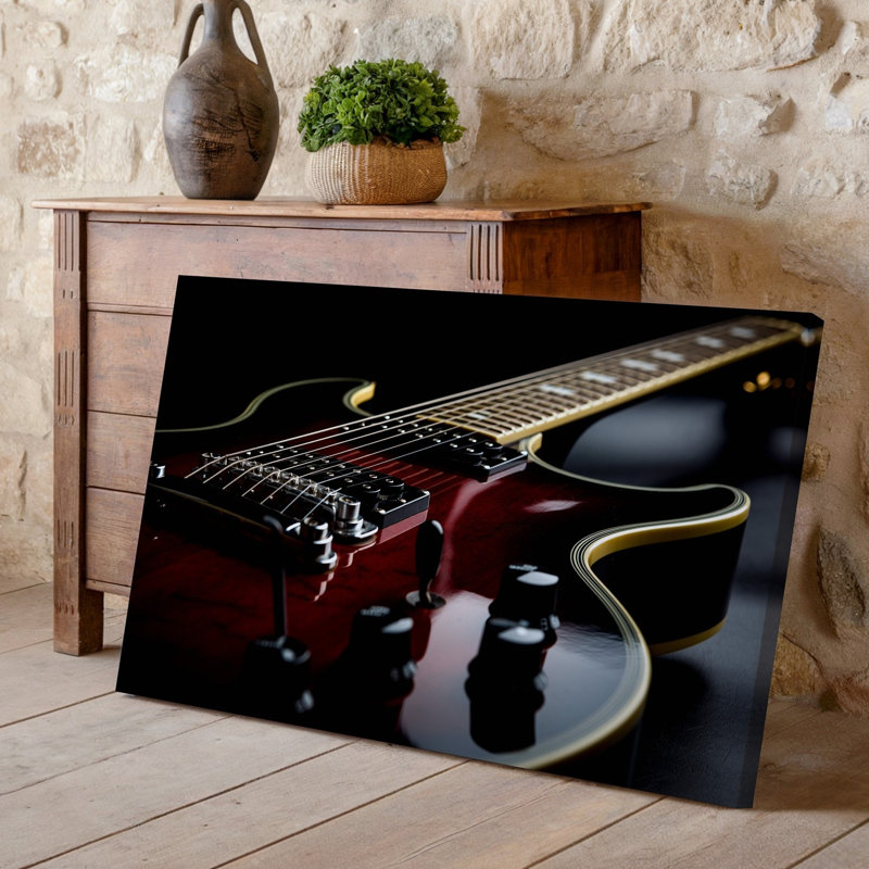 Toile, gros plan d'une élégante guitare électrique, H 9 po x l 12 po