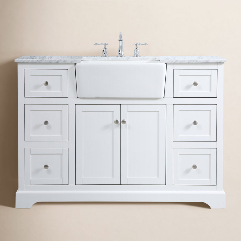 Pardue 48'' Single Bathroom Vanity with Marble Top, White