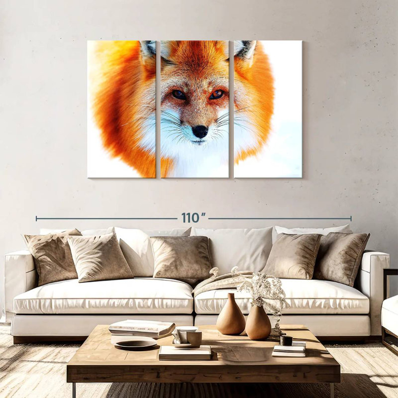 Visage de renard roux Brampt, H 48 po x l 74 po