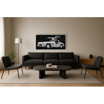 Luxury Automobile Art Wall Art - 32" x 63" - Silver Frame