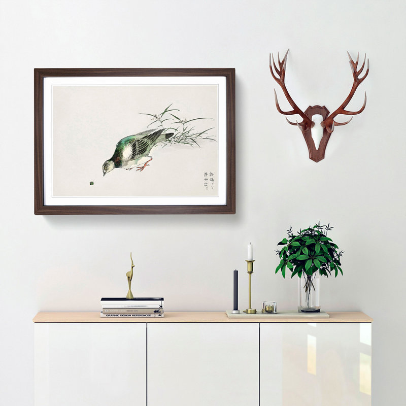 Eastern Turtle Dove by Numata Kashu - Picture Frame Painting Print, 48cm H x 65cm W x 2cm D, Walnut Framed
