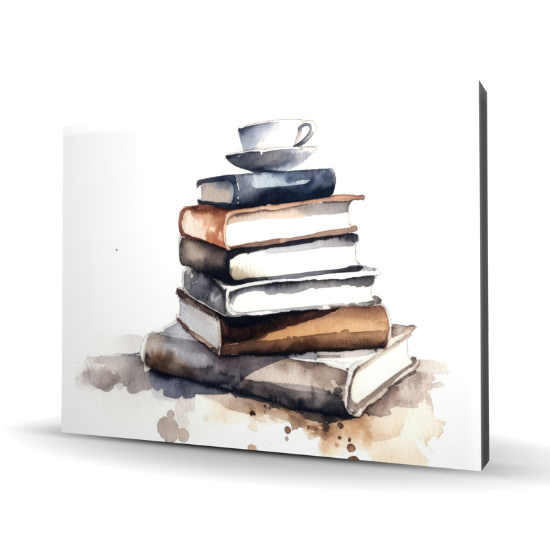 Livres caféinés | Toile abstraite illustrative pour la décoration intérieure