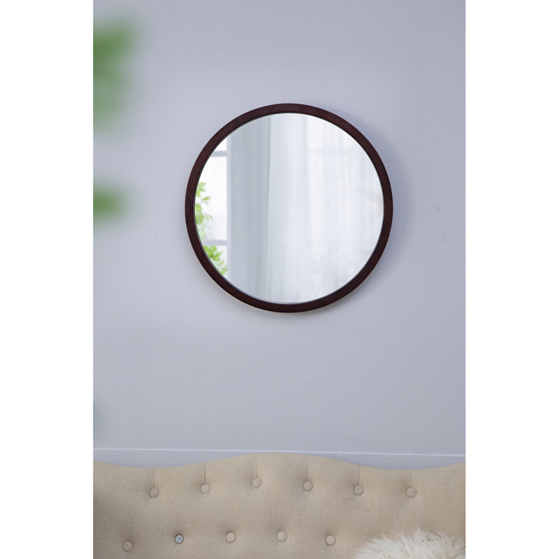Miroir mural rond en bois, Brun