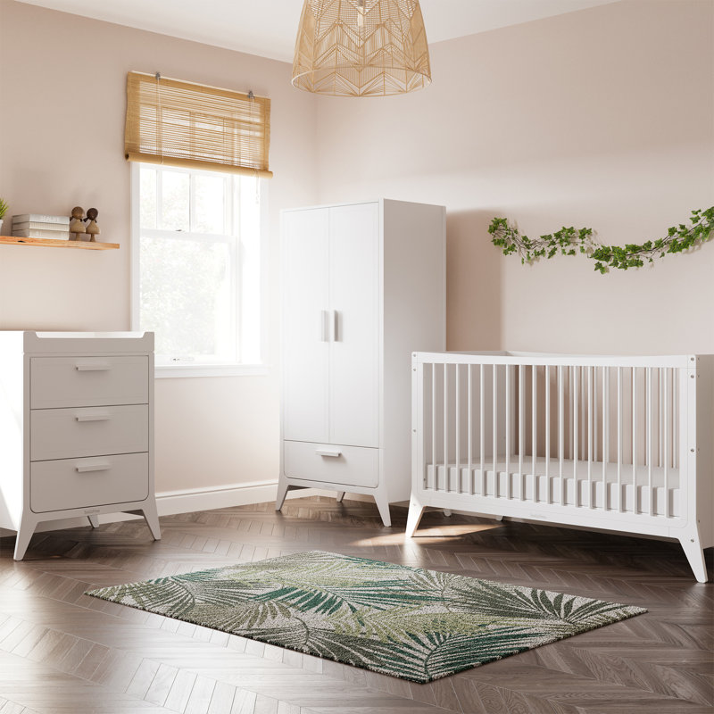 Cot Bed 3-Piece Nursery Furniture Set, White