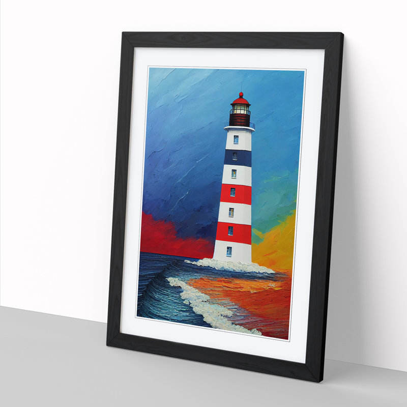 Painted Lighthouse Vol.1 - Picture Frame Print, Black, 64cm H x 46cm W x 2cm D