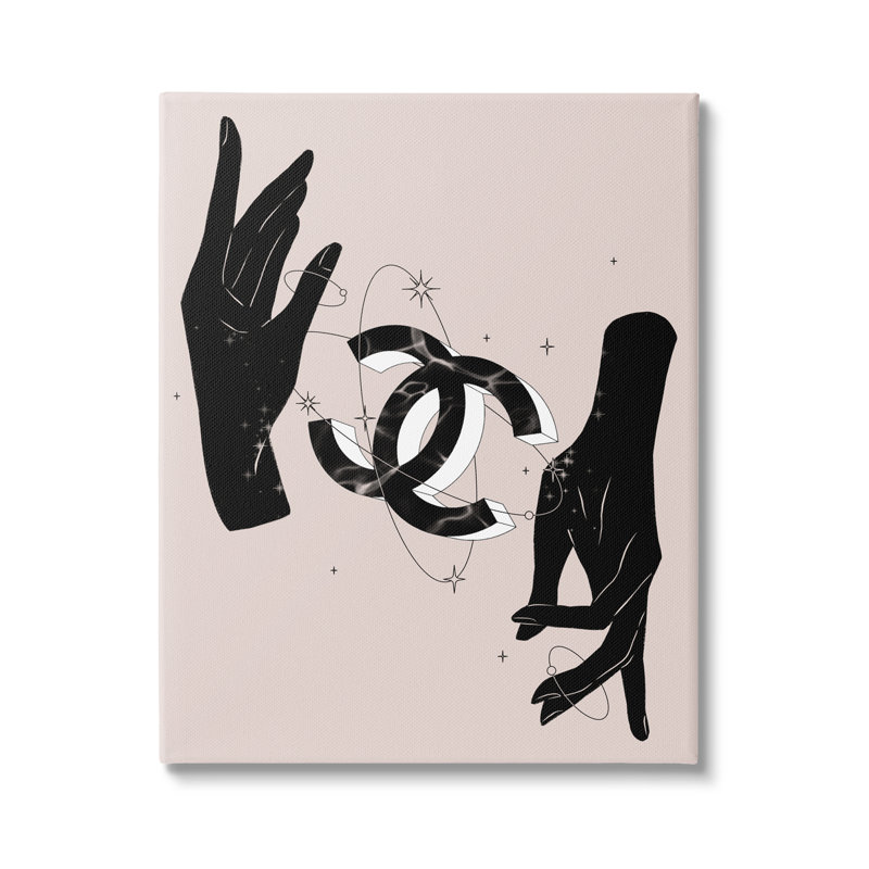 Silhouette de mains chic entourant l'emblème de la mode glam par Ziwei Li-on, Toile tendue, H 20 po x l 16 po x P 1,5 po