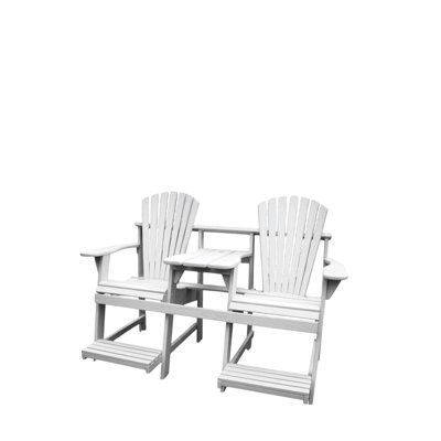 Couple’s Cove Adirondack Balcony/Pub Double Seater with Built-In Table & Umbrella Hole – Elevated Outdoor Seating for Deck, Porch & Balcony by Weathercraft