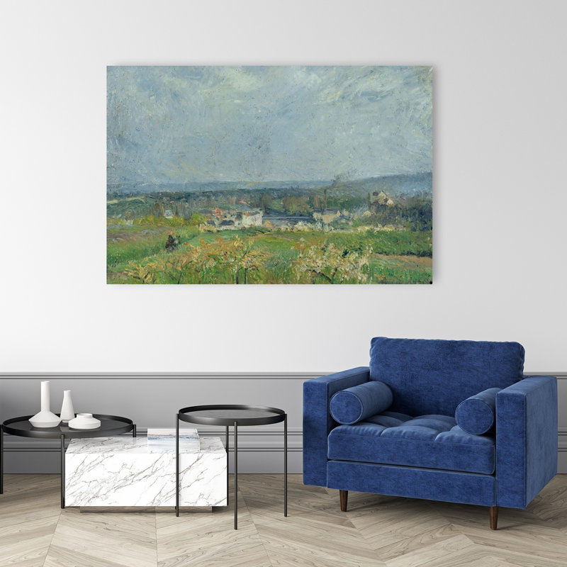 Landscape In Pontoise, 1877 Impressionist Contemporary Architecture Landscape Wall Art Print, 101.6cm H x 152.4cm W