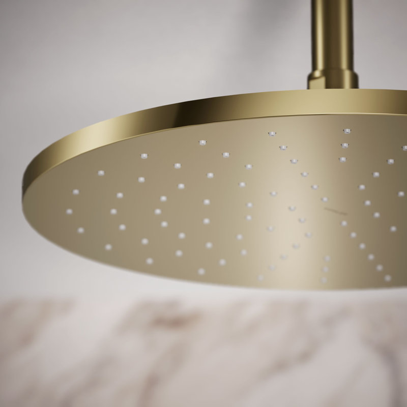 Contemporary 12" Round Single-Function Rainhead, Round Rain Showerhead, 2.5 Gpm, Vibrant French Gold