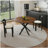 Retractable dining table, round dining table, extendable dining table, 6-person carbon steel base, modern and simple solid wood veneer dining room furniture (42 inches extended to 58 inches)-72828257-72828260