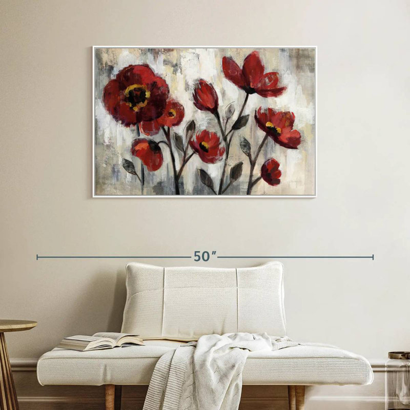 Simplicité florale, Cadre flottant blanc, 40 po x 27 po