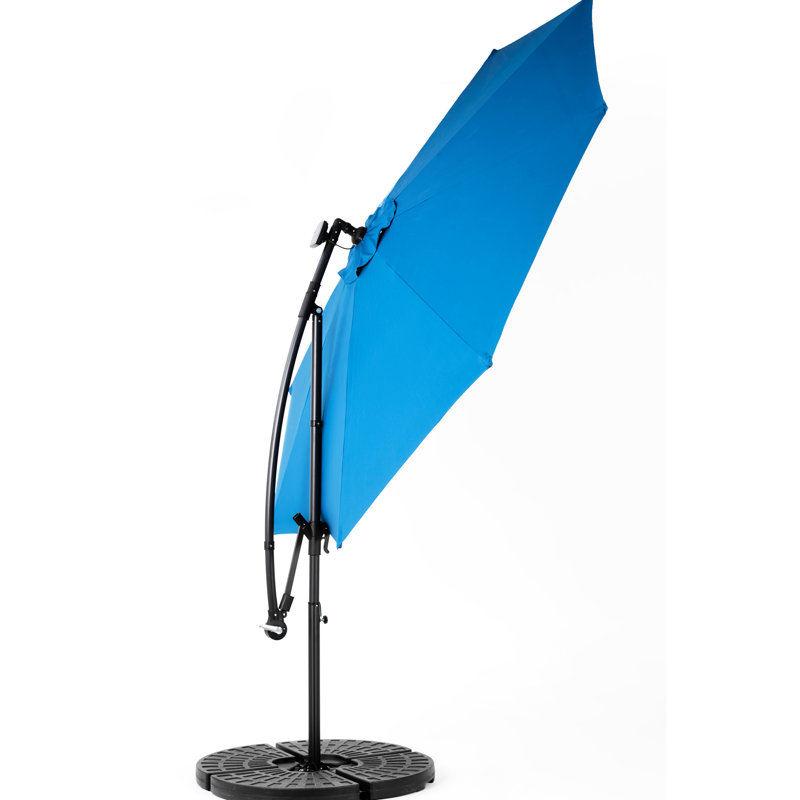 Parasol solaire suspendu décalé de 10 pi, conception fonctionnelle - patio à DEL bleu foncé aux éléments, Bleu très foncé