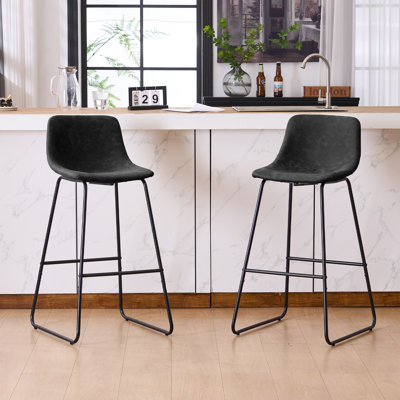 Modern Upholstered Counter Height Bar Stool with Metal Legs – Comfortable Bar & Kitchen Island Seating, 24" Height, Set of 2