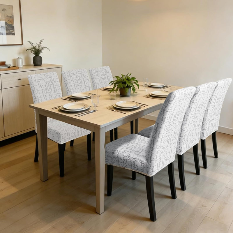 Box Cushion Dining Chair Slipcover, Polyester Blend - Grey Abstract