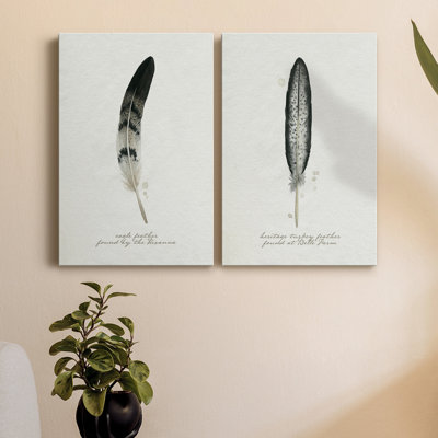 Found Feather I - Toile tendue avec châssis de qualité supérieure - prête à être accrochée