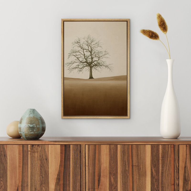 Arbre brun dans le pays, illustrations monochromes élégantes, décor minimaliste moderne, Naturel, H 36 po x l 24 po