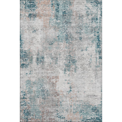 Premium Machine Washable Prisco Teal Rug