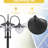 74.5" Outdoor 3 Solar Lamp Post With Planter - Automatic Lighting, 6 Hour Max, Black Steel Design For Patio & Driveway Decorative Tall Led , Run,