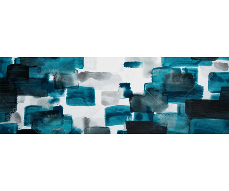 Turquoise and Gray Shapes - Modern Framed Canvas Decor