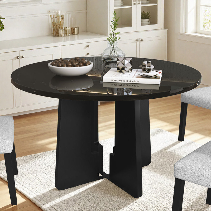 Round Dining Table for 4, Black