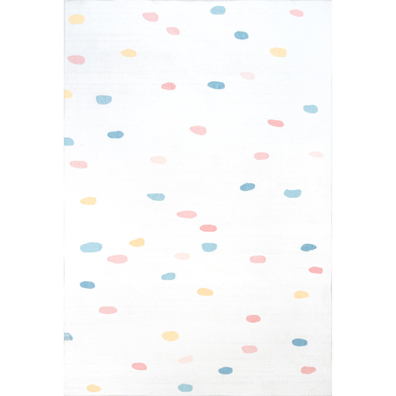 Tapis blanc à pois Jovanny, Rectangle 5 pi x 8 pi