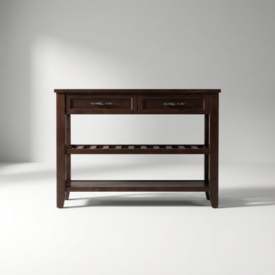 Mid-Century Style Solid Wood Console Sofa Table with Two Storage Drawers and Two Open Shelves