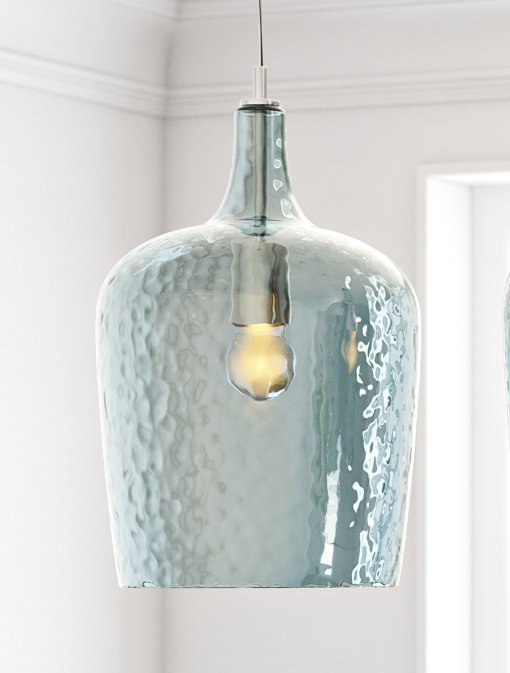 Glass 1 - Light Chrome Jar Pendant, Aqua