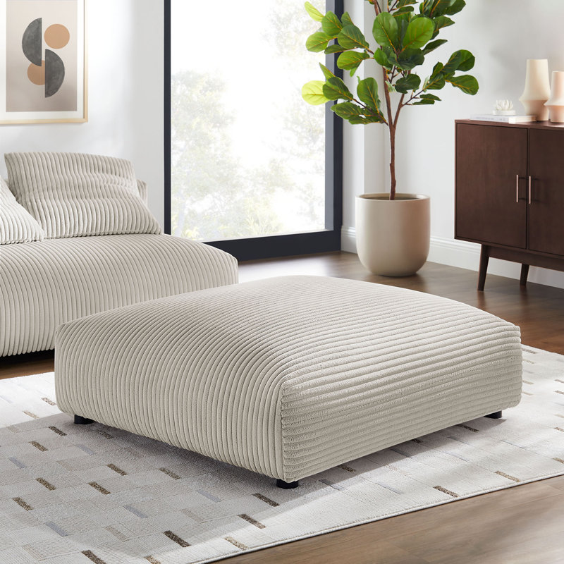 Repose-pieds modulaire en tissu Solace, Velours côtelé amande