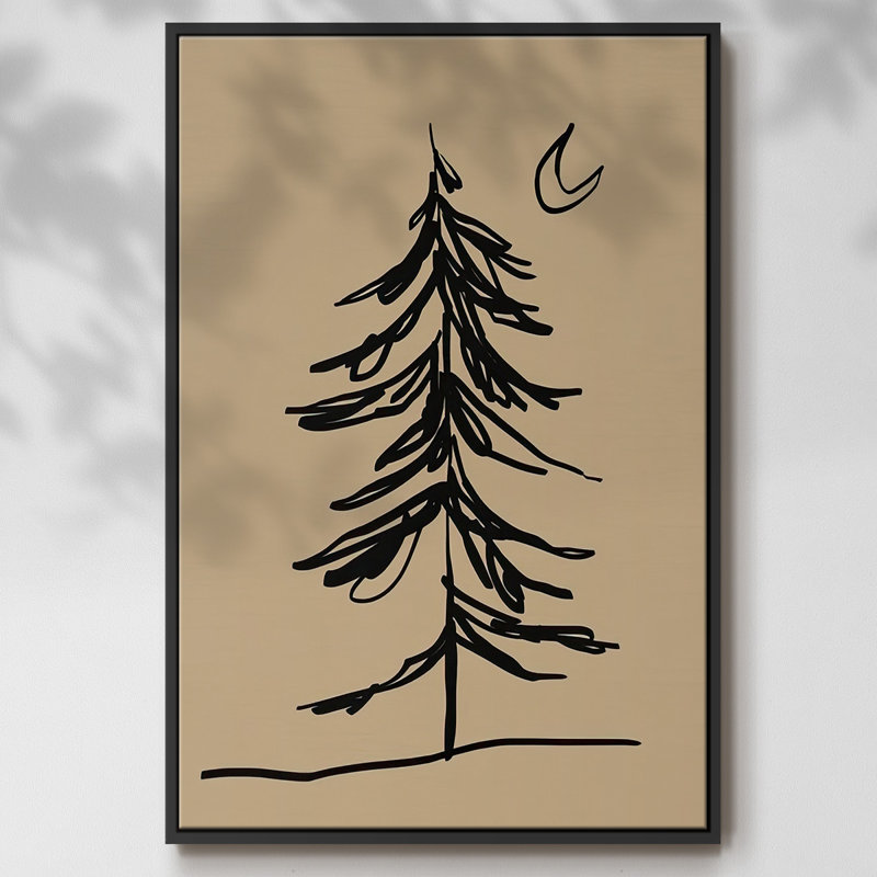 Croquis de sapin d'hiver I, Cadre flottant noir, H 25 po x l 17 po x P 1,5 po