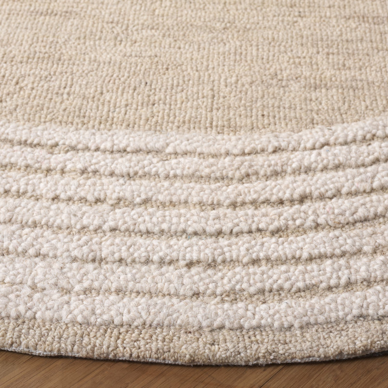 Seb Ebony Hand Tufted Wool And Cotton Bordered Rug, Round 6'