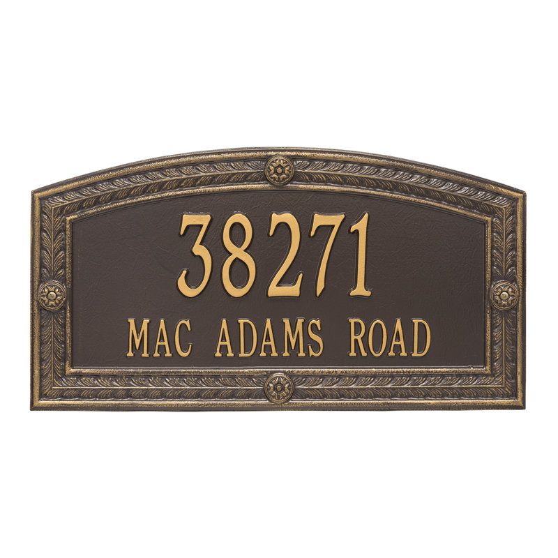 Plaque d'adresse murale sur 2 lignes Hamilton, Bronze/Doré, Oui
