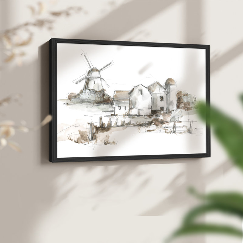 Old Mill Farm II -Framed Print - Restickable, H 8 po x l 10 po, Noir, noir, noir, noir