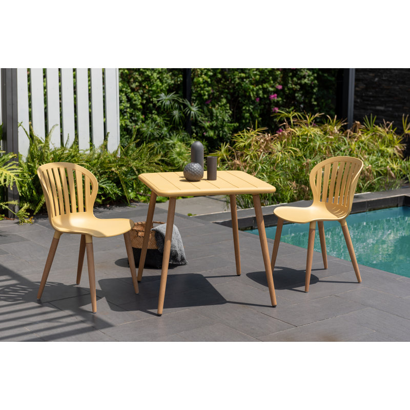 LifestyleGarden Fiji FSC Wood and Resin Outdoor Patio Honey Yellow Dining Table, Yellow