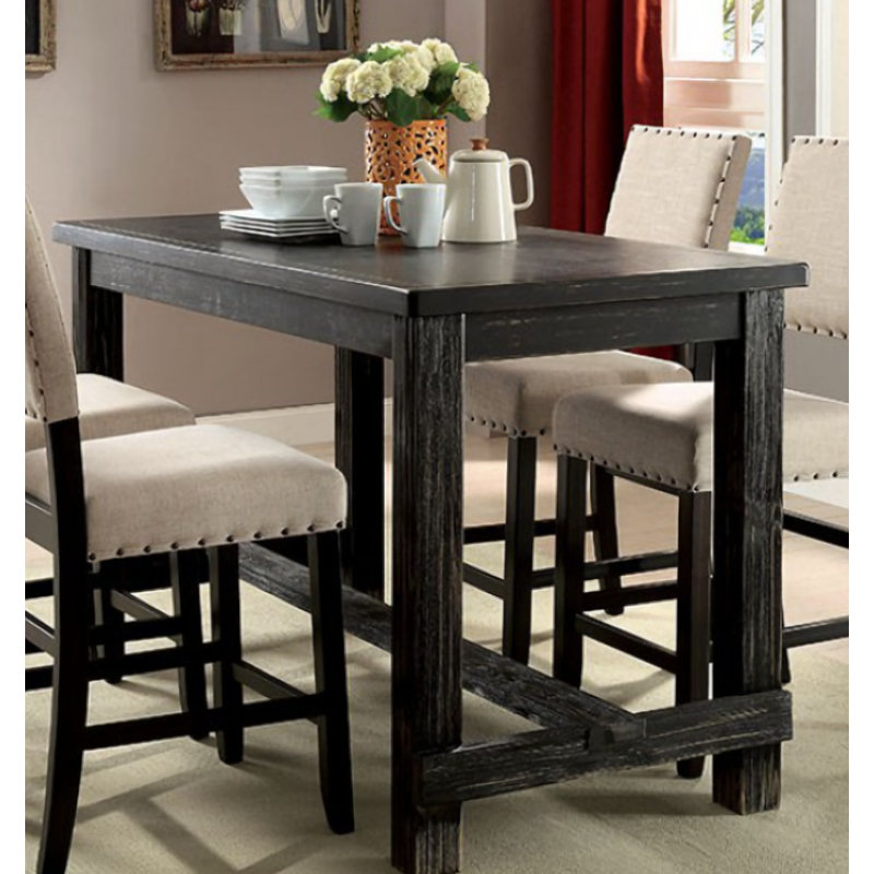 Table de salle à manger Gariner, Noir antique, Table de comptoir (hauteur de 36 po)