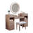 Glam Style 1pc Vanity W/ Padded Stool Set 3mm Mirror Storage Drawers Led On Mirror Tiffany Blush Finish Bedroom Furniture