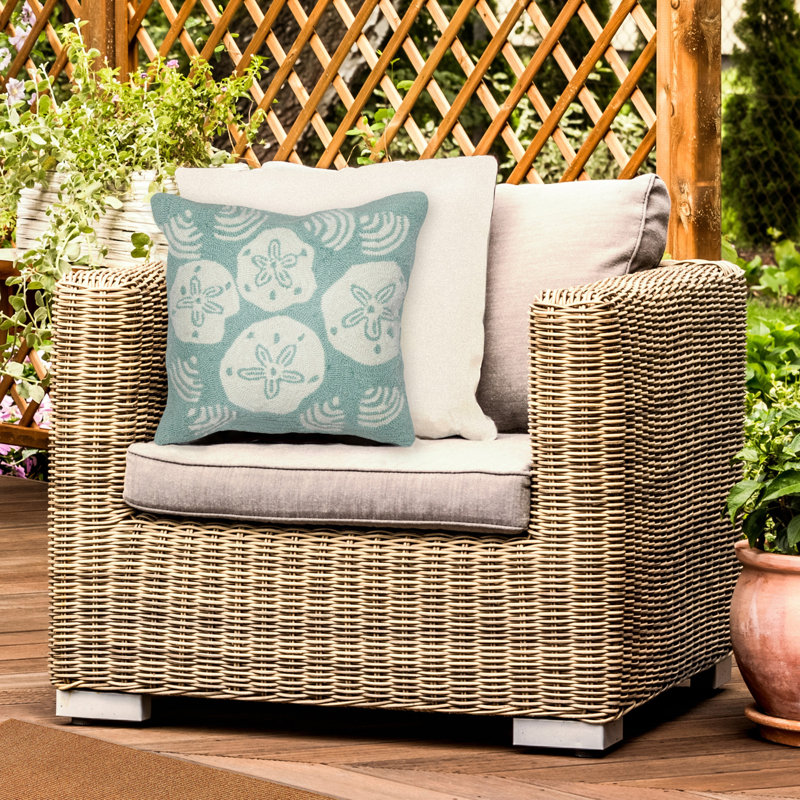  Outdoor Square Pillow Cover & Insert, Blue
